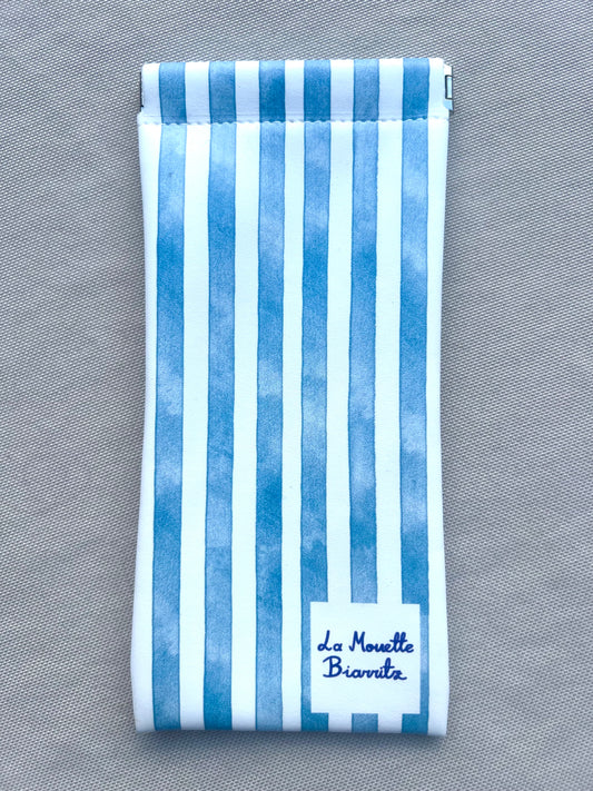 Étui lunettes rayures bleu/blanc