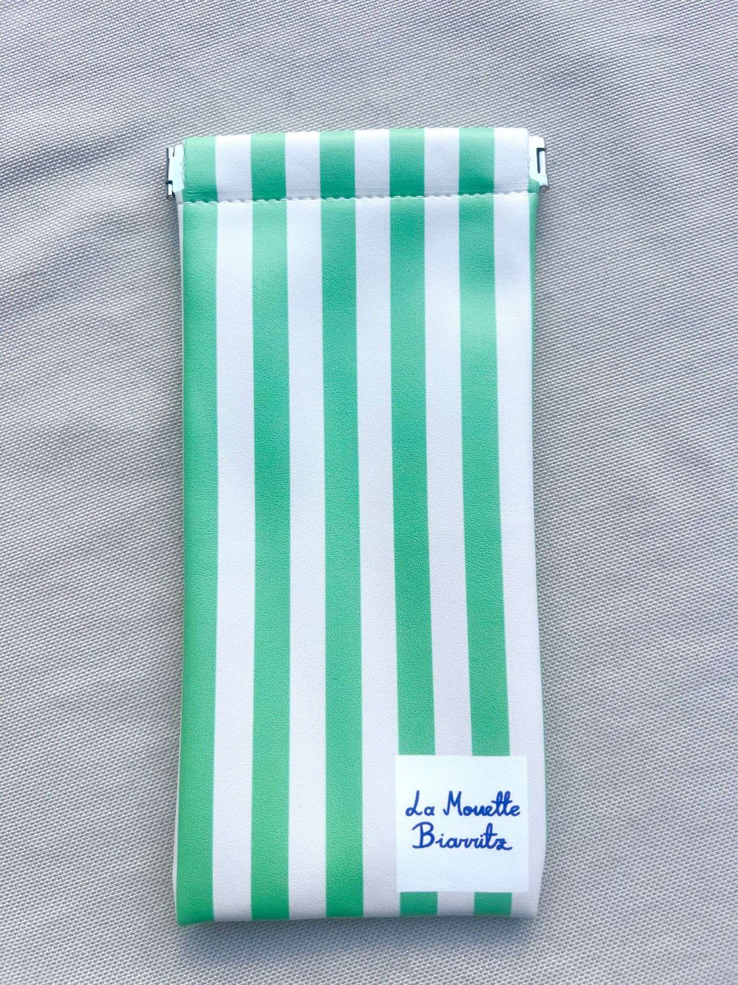 Étui lunettes rayures vert/blanc