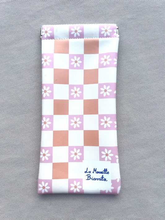Étui lunettes fleuri vichy